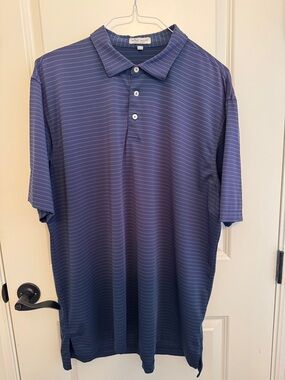 Peter Millar Navy Blue Striped Polo